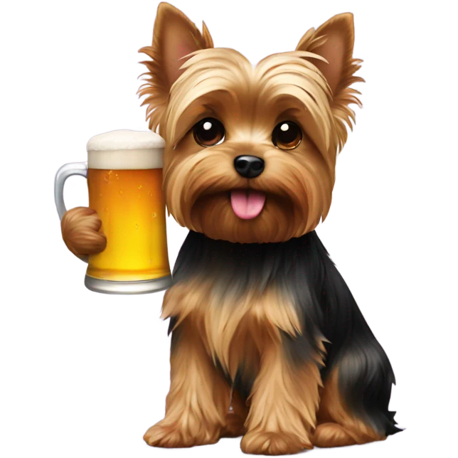 Yorkie with a beer  emoji