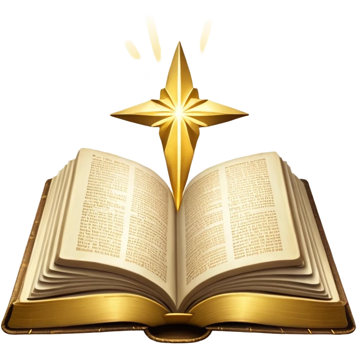 The Holy Bible Book Flipped Open With Glorious Divine Gold Shine beaming out of it  emoji