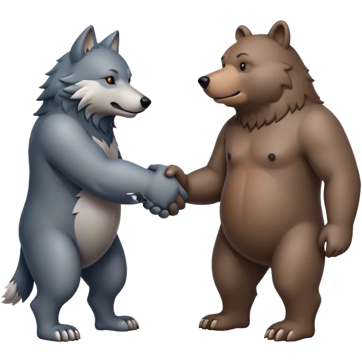 Wolf and Bear shake hands emoji