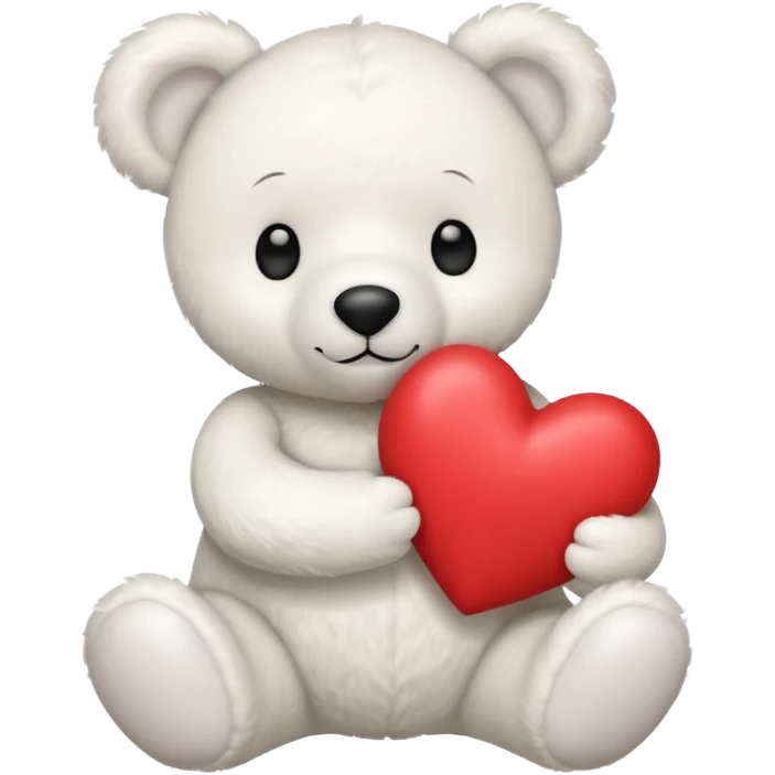 White teddy bear with a heart emoji