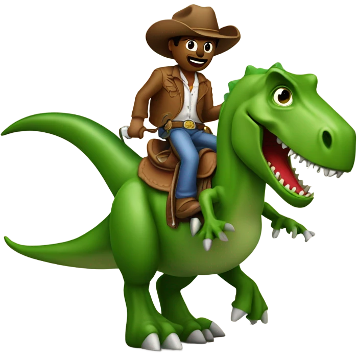 Cowboy on a dinosaur holding a green pepper  emoji