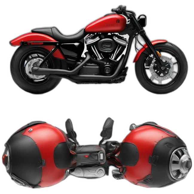 Skin biker on red harley  with hight hendlebar emoji