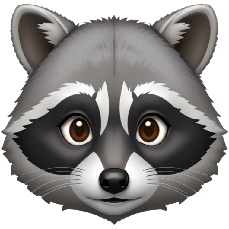 Cinematic-Noble-Raccoon-Portrait-Emoji – Poised and confident, with a sturdy build and a beautifully textured fur of silver-grey accented by dark black facial markings, deep-set, intelligent brown eyes, simplified yet sharp and sophisticated. emoji