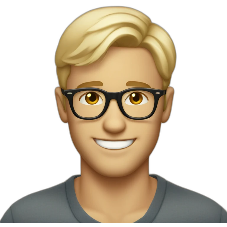 Handsome Flirty blond man with short hair and persol glasses winking emoji