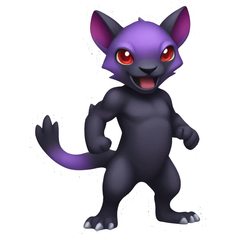 Cute cool dark black red purple animal hybrid Fakemon full body emoji