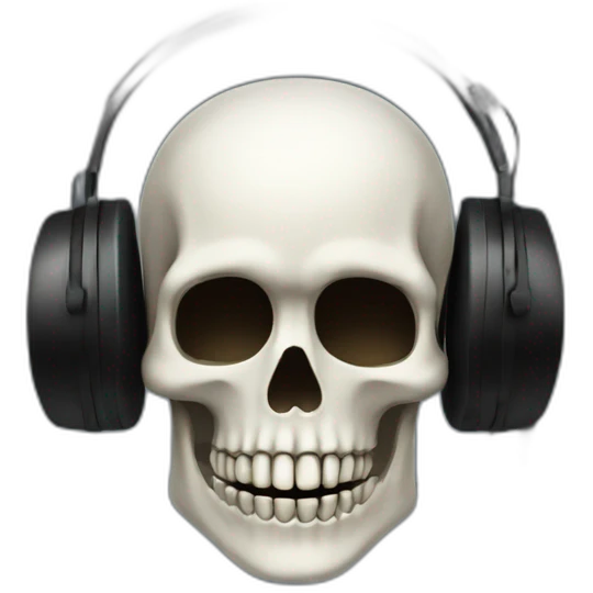 Skeleton mask with a long black mask underneath it and headset with a microphone emoji
