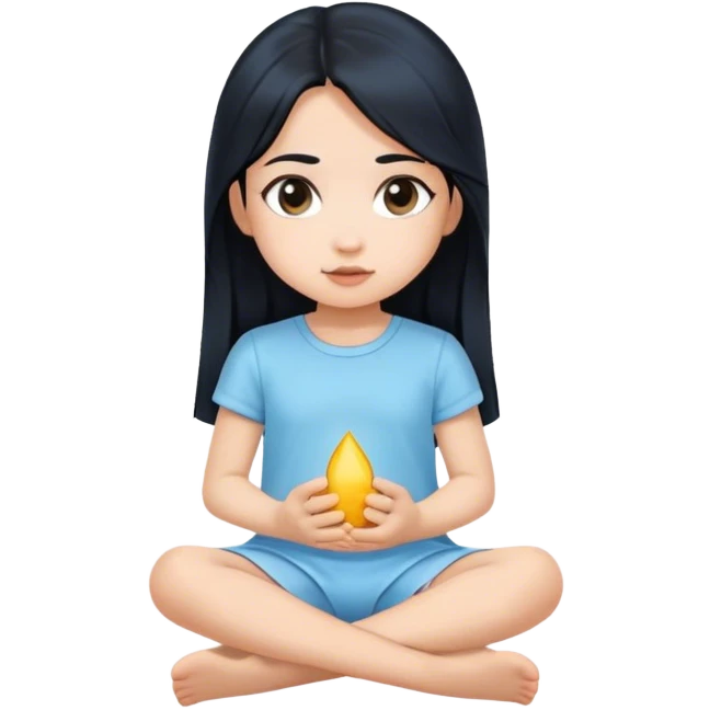 mini girl long black hair light blue outfit sitting down emoji