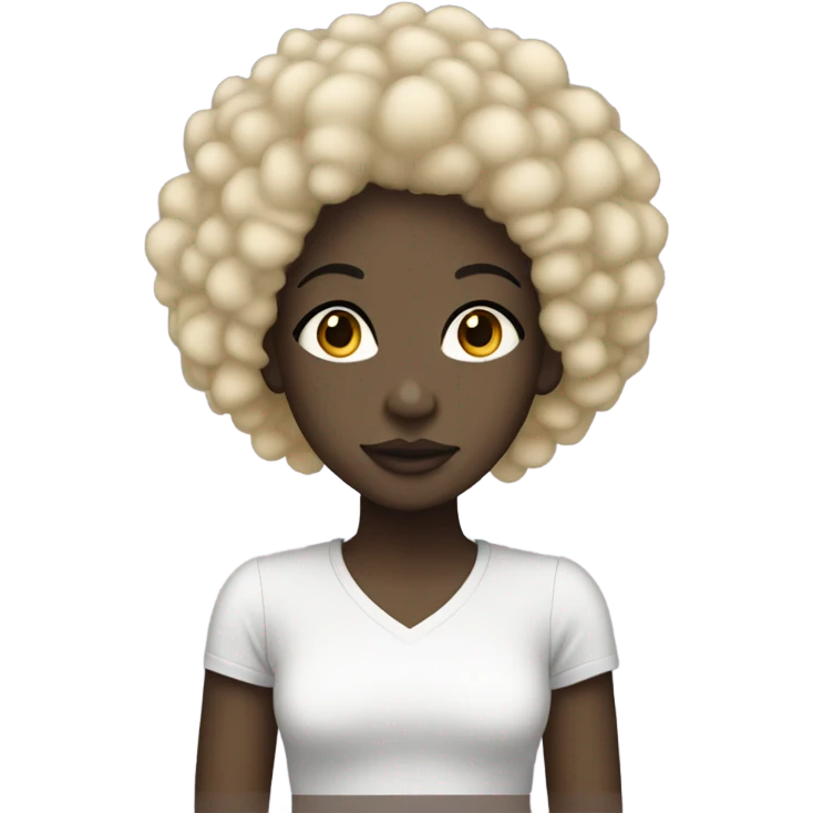very light skin girl gurl with a  black afro emoji