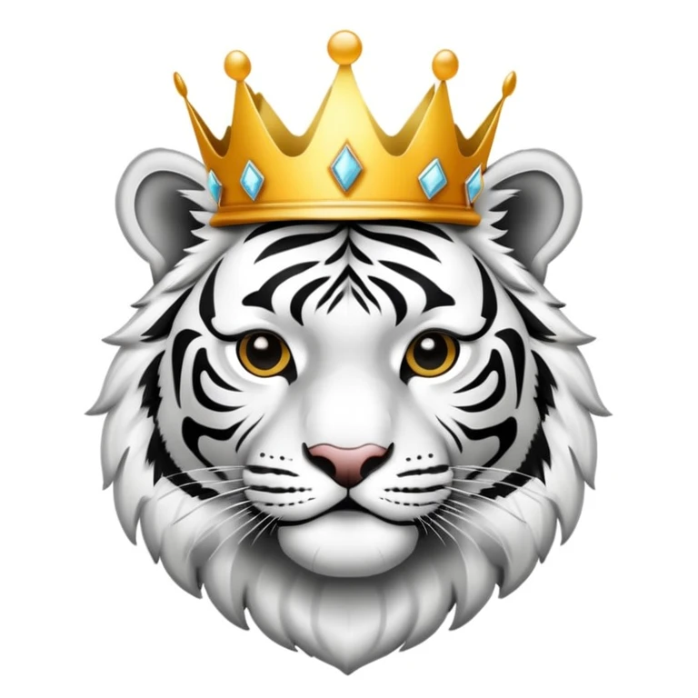 Black and white tiger and crown emoji
