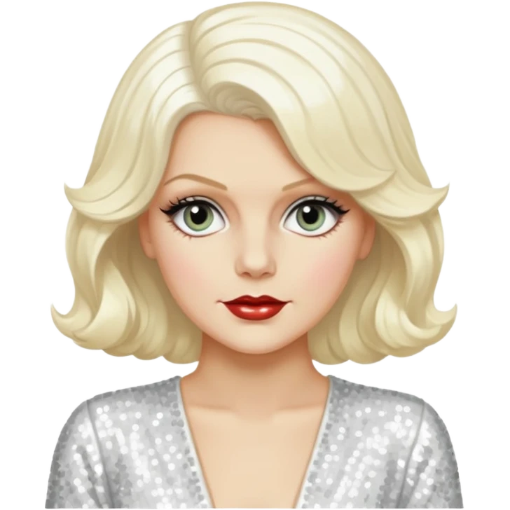 Jean Harlow with platinum blonde hair, white sequin outfit emoji