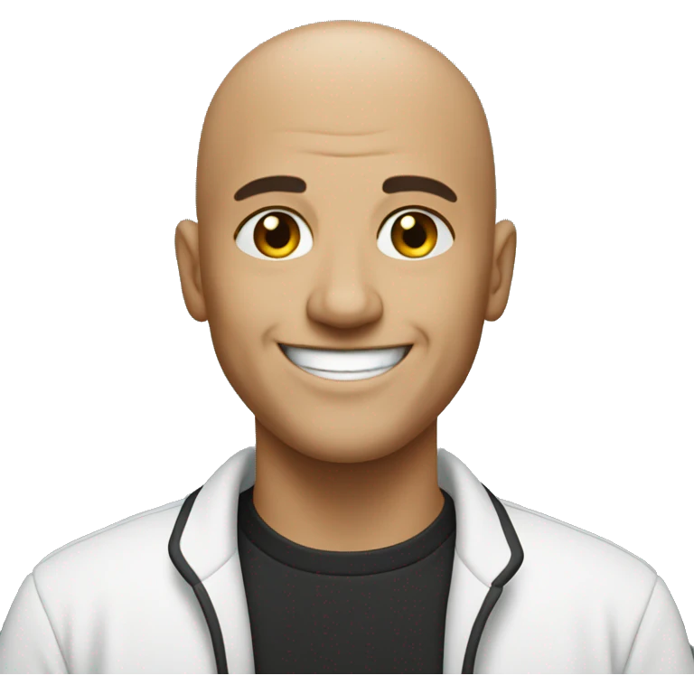 bald man smiling in black emoji