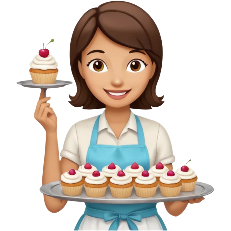 
Woman holding tray of cupcakes

 emoji
