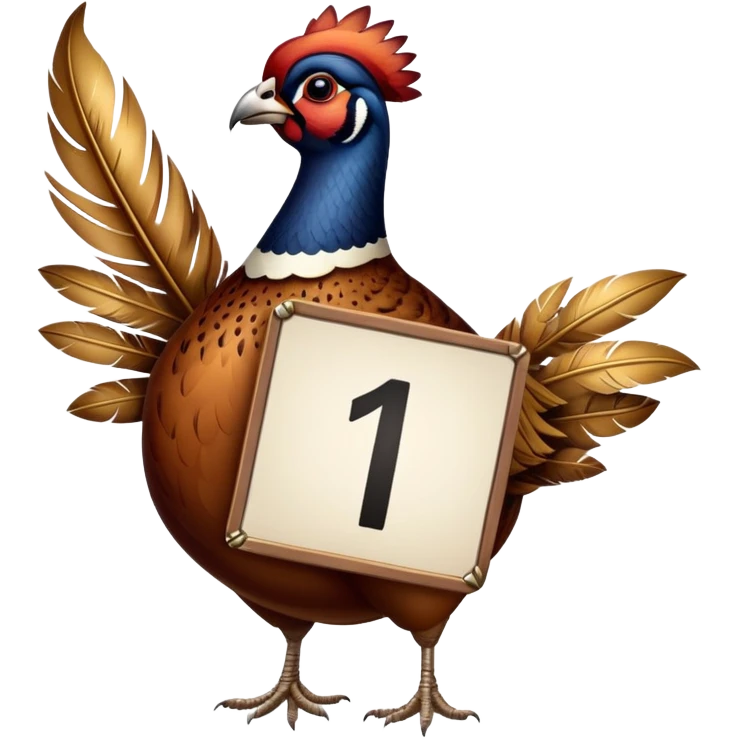 pheasant holding number 1 sign emoji