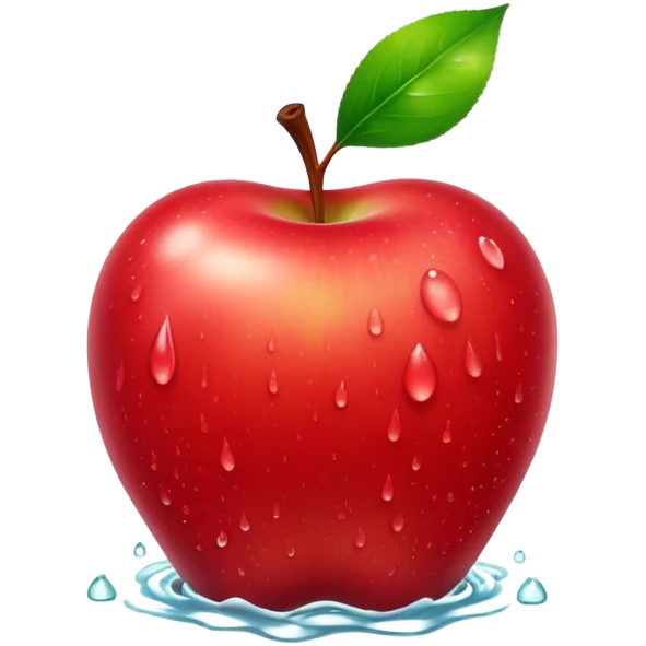 Cinematic Realistic Apple Emoji, Fresh and vibrant, with a crisp, red skin glistening with droplets of water. The smooth, shiny surface catches the light, while the green stem adds a natural touch. Soft glowing outline, capturing the essence of health, sweetness, and freshness in a crisp apple! emoji