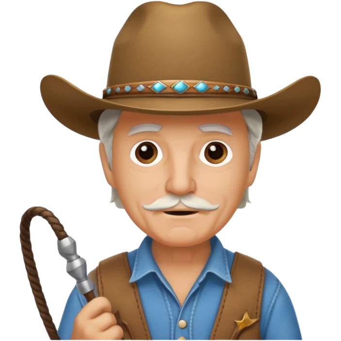 Give this emoji 🤠 a whip make it an old white guy with a whip  emoji