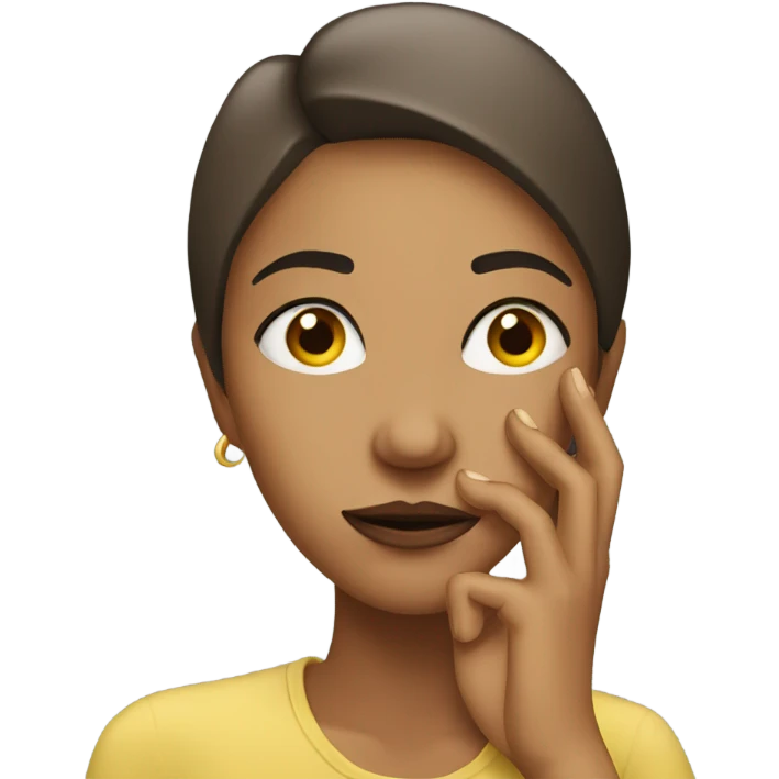 thinking woman with hand on her face emoji