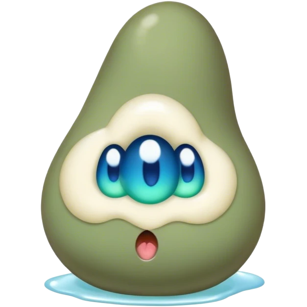 Un caca de couleur vert avec des yeux bleu emoji