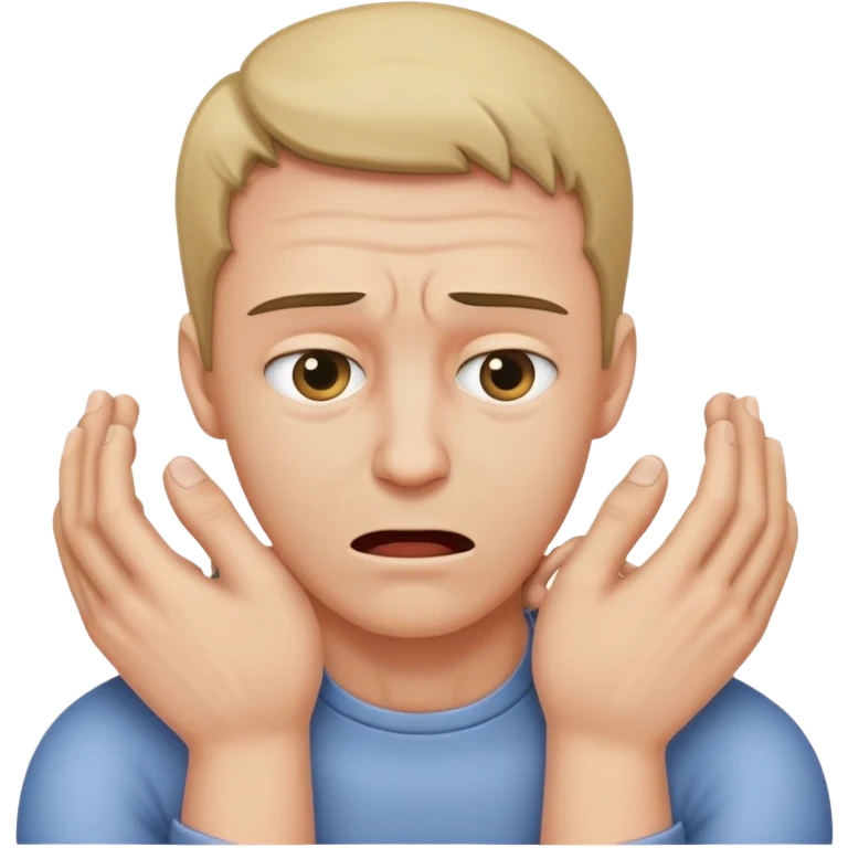 person strangling themselves with two hands ￼ emoji