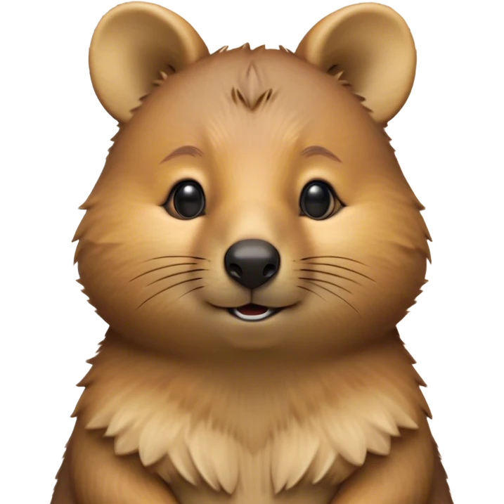 Cinematic Noble Quokka Portrait Emoji, Poised and regal, with a compact, endearing build and a smooth, well-groomed brown fur that glows with a hint of golden warmth, deep-set soulful eyes radiating kindness, Simplified yet sharp and sophisticated features, highly detailed, glowing with a soft, dignified glow, high shine, intelligent and joyful, stylized with an air of marsupial charm, focused and attentive, soft glowing outline, capturing the essence of a watchful and confident quokka, so majestic it feels as though it could bounce out of the screen with effortless authority! emoji
