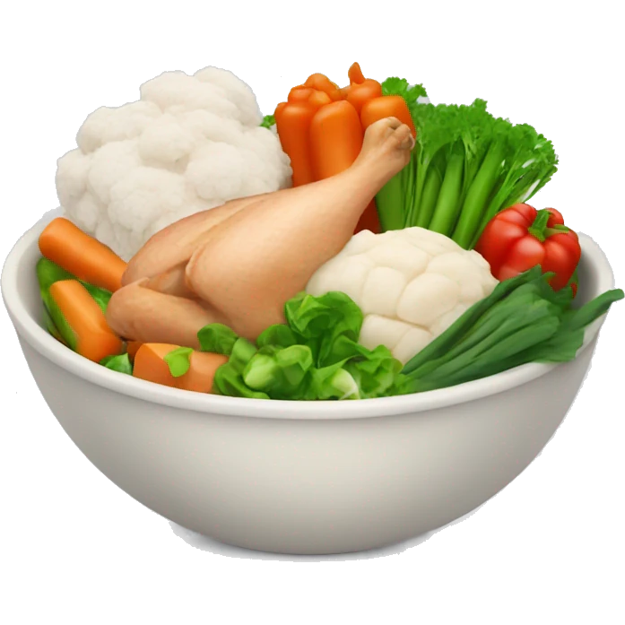 Bowl with vegetables and chicken emoji