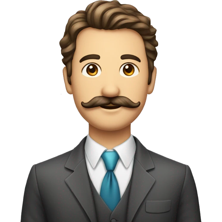 quero um homem com bigode um pouco gordo e cabelo baixo com terno e gravata emoji