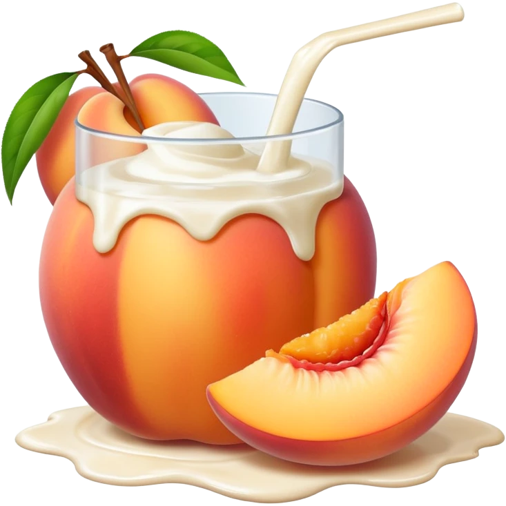 There is a lot of milk on the cut peaches. emoji