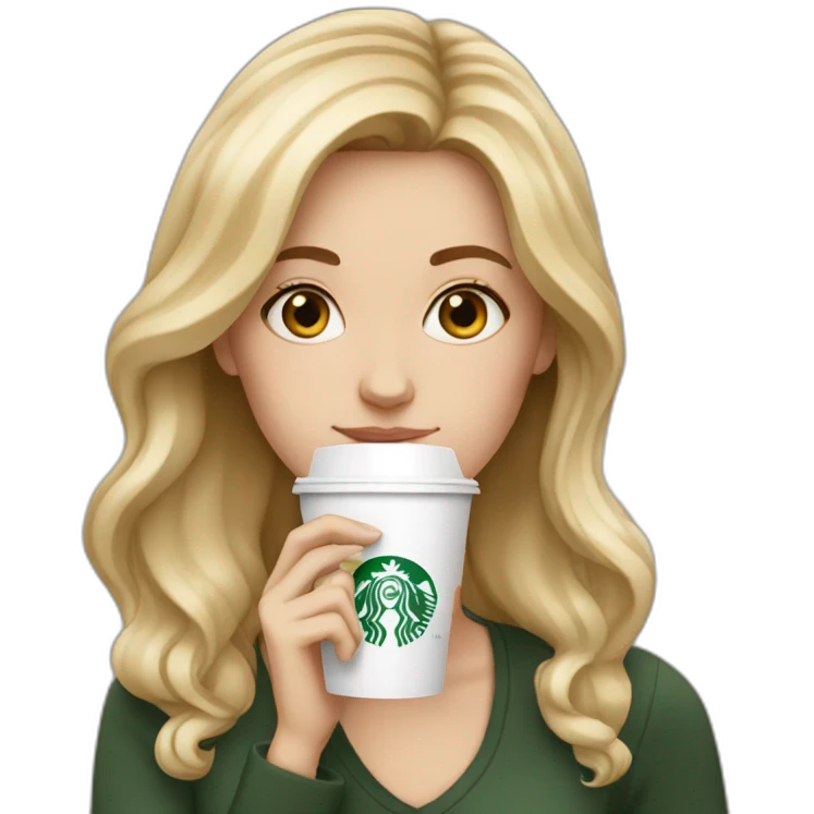 White girl drinking starbucks emoji