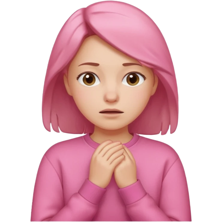 woman who is cold wearring a pink sweat emoji