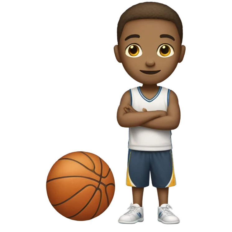 Light skinned boy with basketball emoji