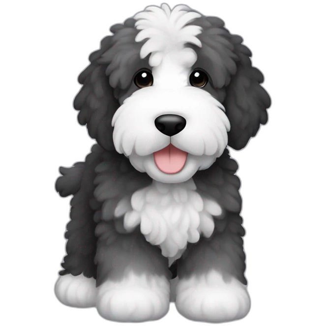 Sheepadoodle gray and black emoji