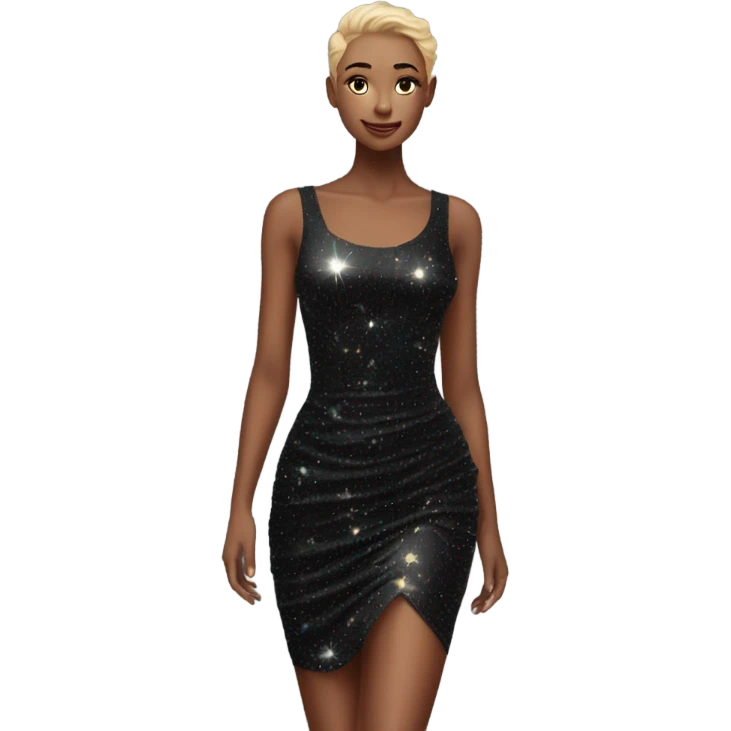 sparkly short black bodycon dress floating in the air emoji