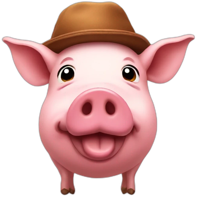 Pig wearing a poo emoji hat emoji