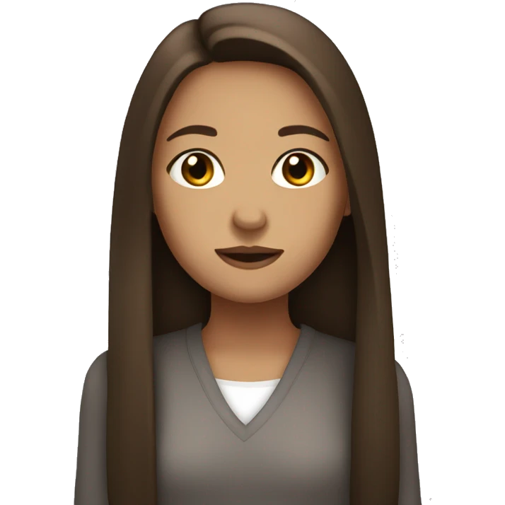 girl with straight long brown hair, brown eyes, music emoji