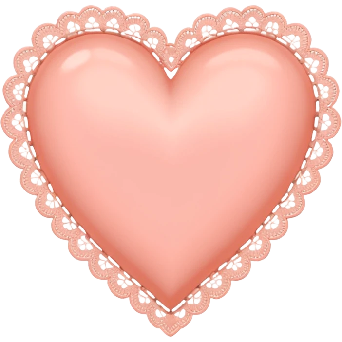 cute baby pink peach colored heart with lace trimming emoji