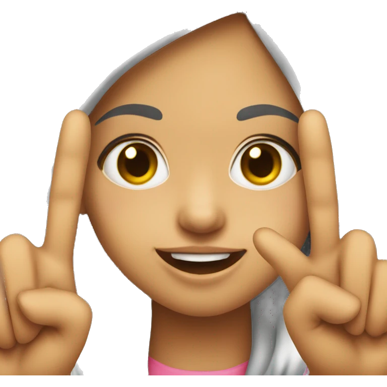 .girl holding up the peace sign with her fingers and sticking out he tounge emoji