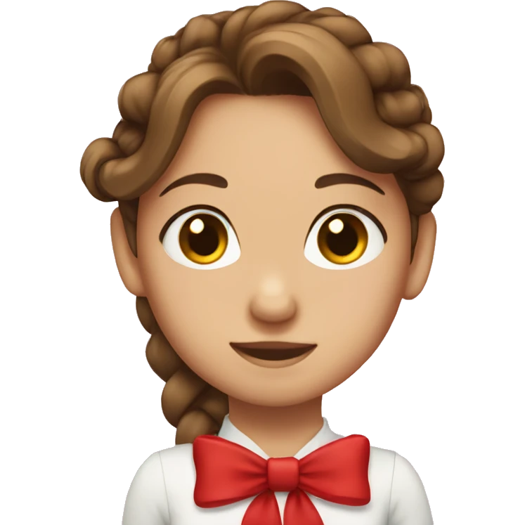 Girl with brown hair and a red bow nd ponytale emoji