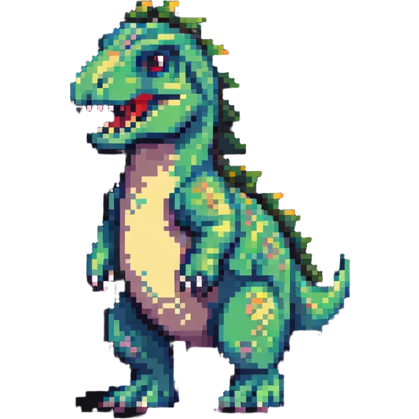 bunny with T-Rex features, standing upright in pixel art style emoji