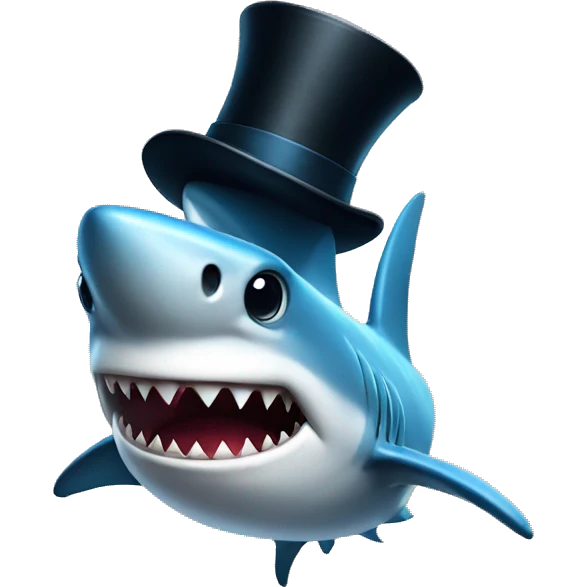 Shark with a top hat emoji