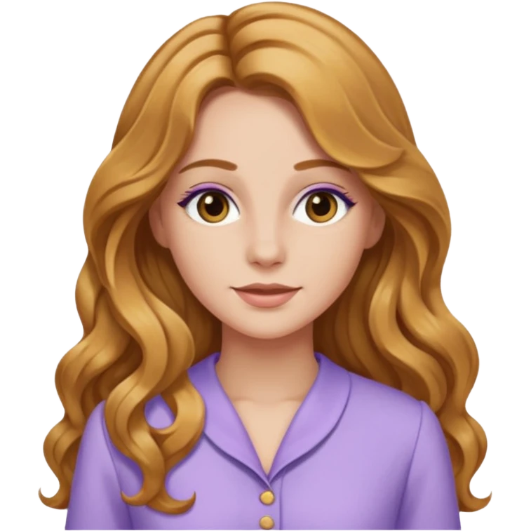 Rachel Bryant from Summer of Fear with long golden brown wavy hair, lavender outfit emoji