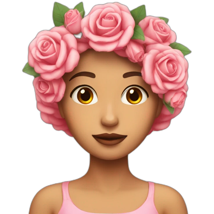 Chica con un ramo de rosas emoji