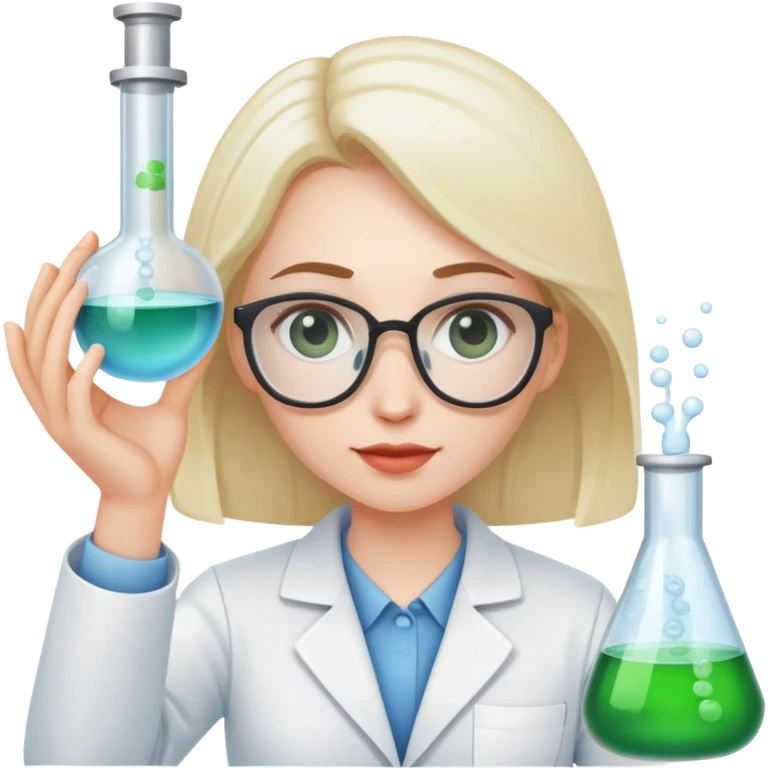 female researcher in lab doing experiment  emoji