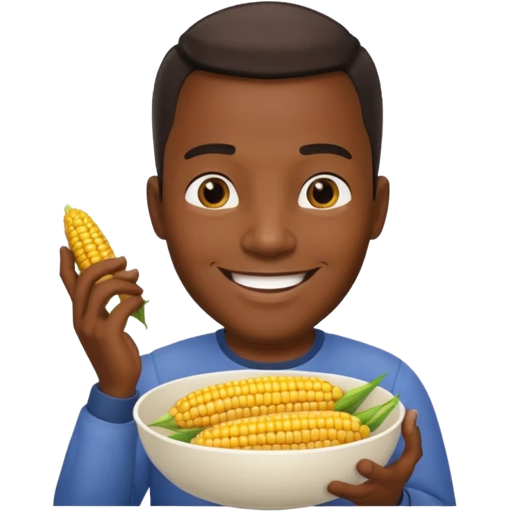 BLACK MAN HOLDING AN COOK CORN BOWL emoji