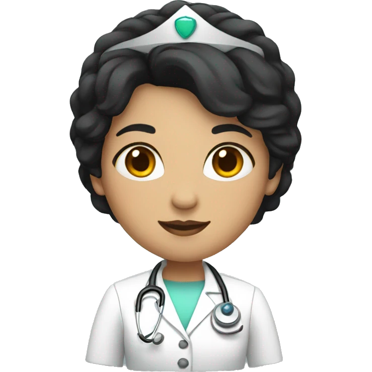Female doctor with black hair and a crown emoji