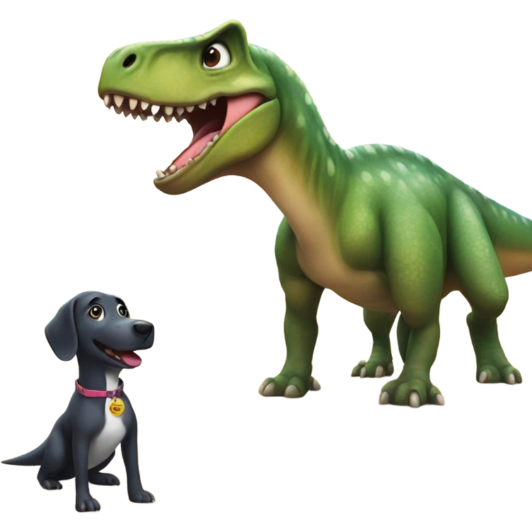 Dinosaur in the beach with a dog  emoji