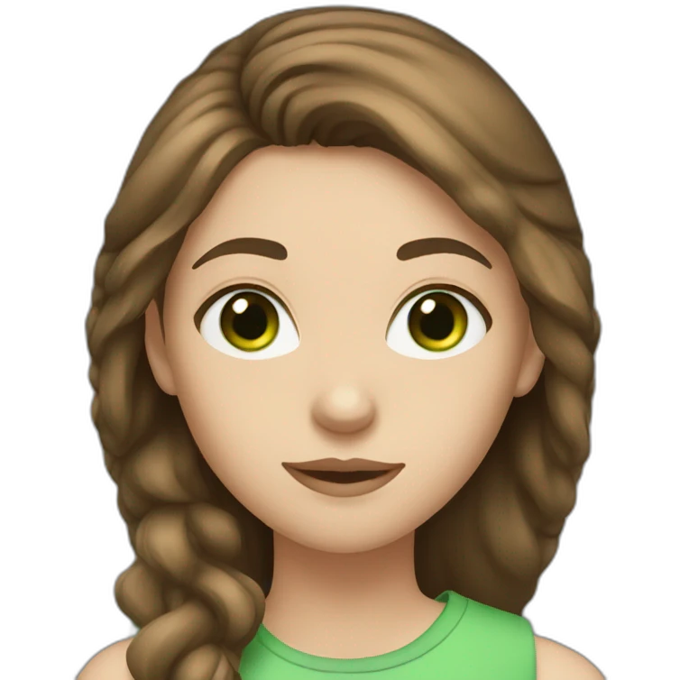 teenage girl wit brown hair and green eyes emoji