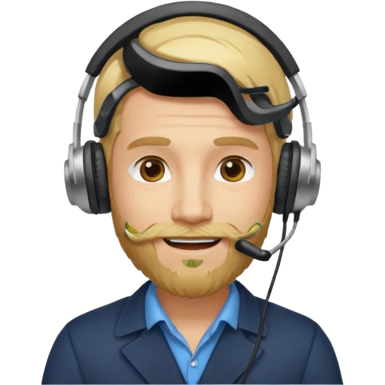 a sales agent with headphones and beard blonde hair smile emoji