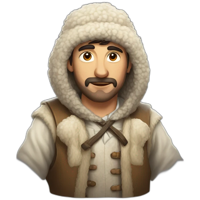 draw a Lezgin in national clothes with a sheep's hat emoji