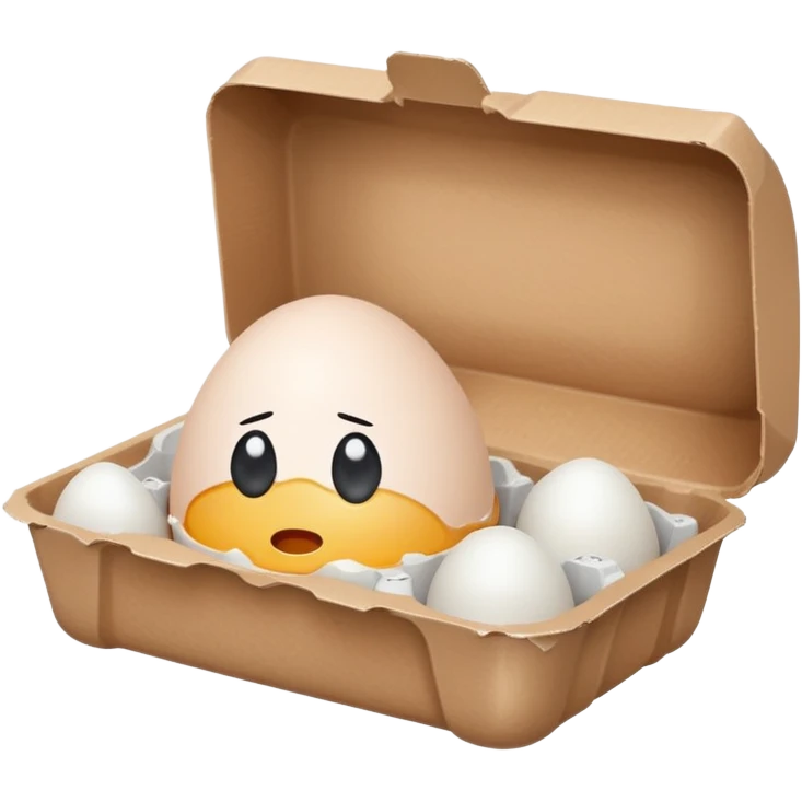 make a egg carton with only one egg inside to represent isolation. make the egg have a sad expression like a sad face with tears to communicate his worry emoji