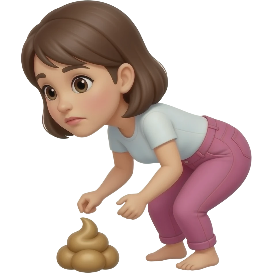 a women wereing pink pants and pooping emoji