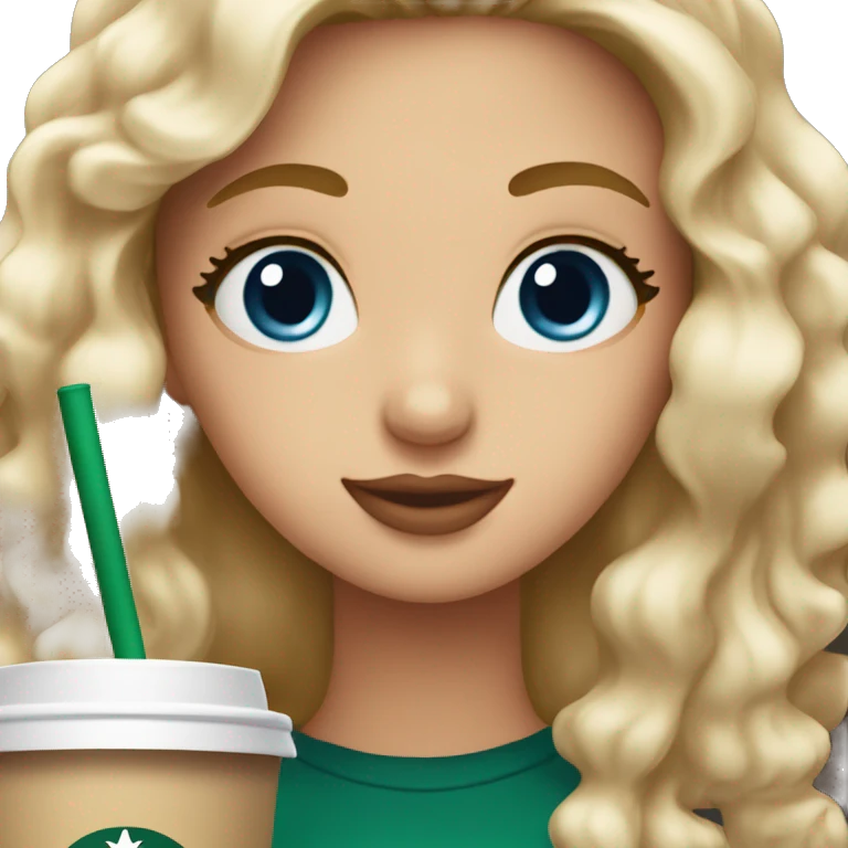 Starbucks cup drink with blonde girl blue eyes  emoji